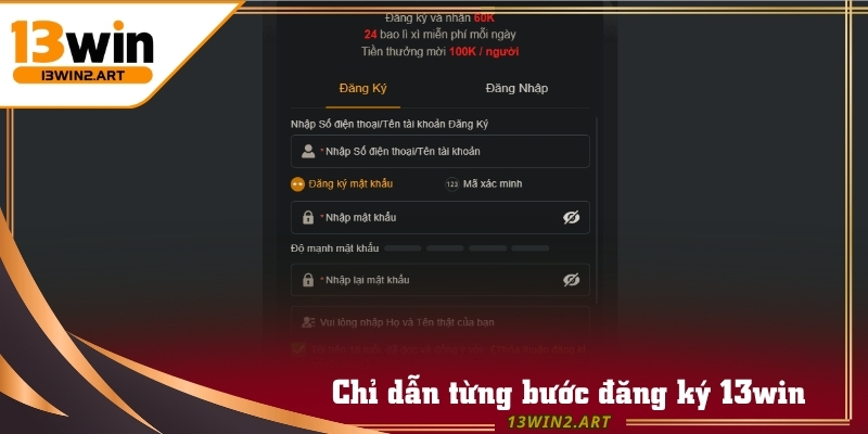Đăng ký tài khoản 13win để tham gia trải nghiệm game không giới hạn